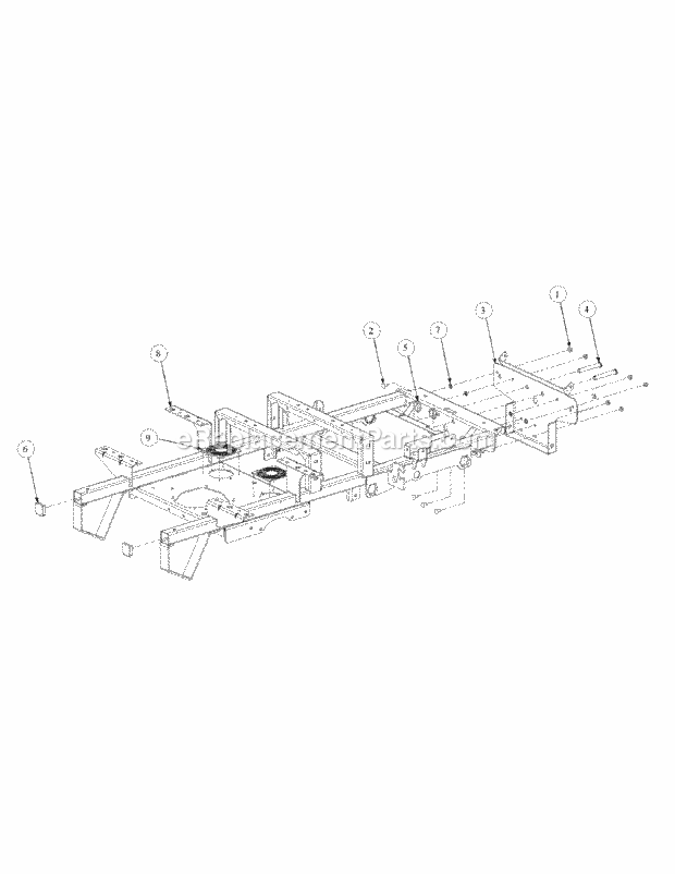 Frame Assembly Diagram and Parts List for M54-HN 53CB5ETW750-24HP-OHV Cub Cadet Lawn Tractor
